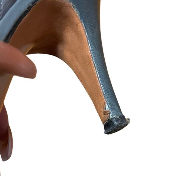 Jack Rogers Peep Toe Slingback Heeled Sandals Womens 7 Narrow Grey White Vintage - Picture 8 of 8